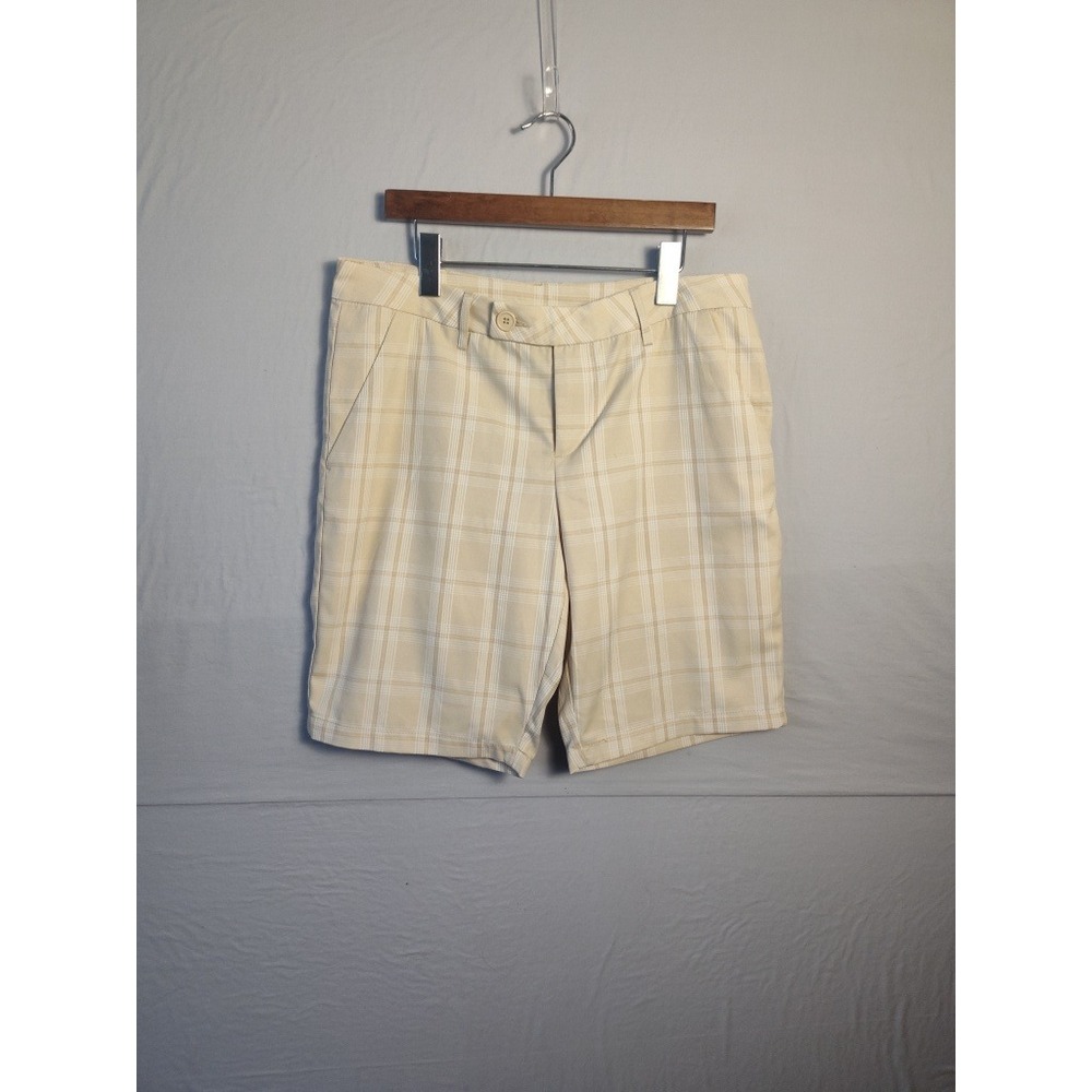 H&M Divided Womens Beige Plaid Flat Front Shorts Size 12 Casual Summer Preppy